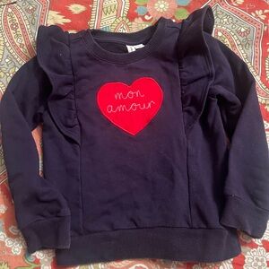 Janie and Jack Navy Sweatshirt with Red Heart